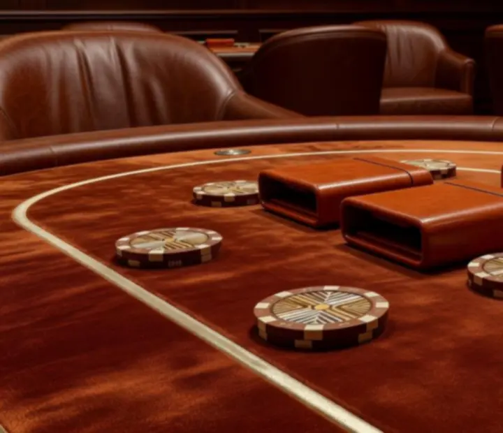 Installation de tables de poker premium avec sièges confortables et accessoires haut de gamme.